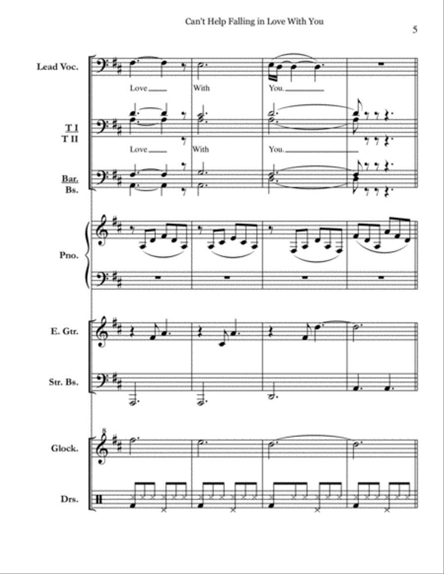 Can't Help Falling In Love TTBB scores gallery preview page 5
