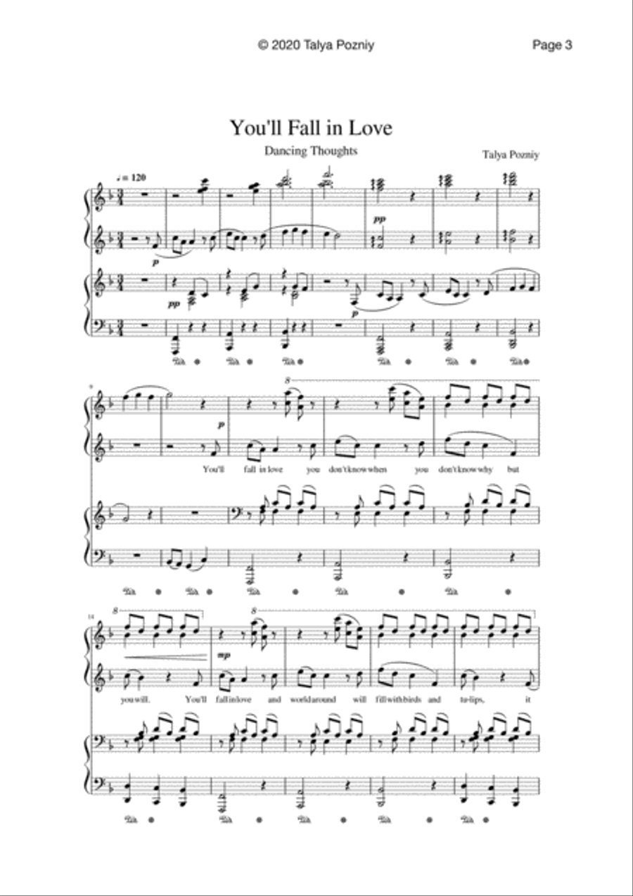 Dancing Thoughts. Two Waltzes for Piano Four Hands by Talya Pozniy 1 Piano, 4-Hands scores gallery preview page 3
