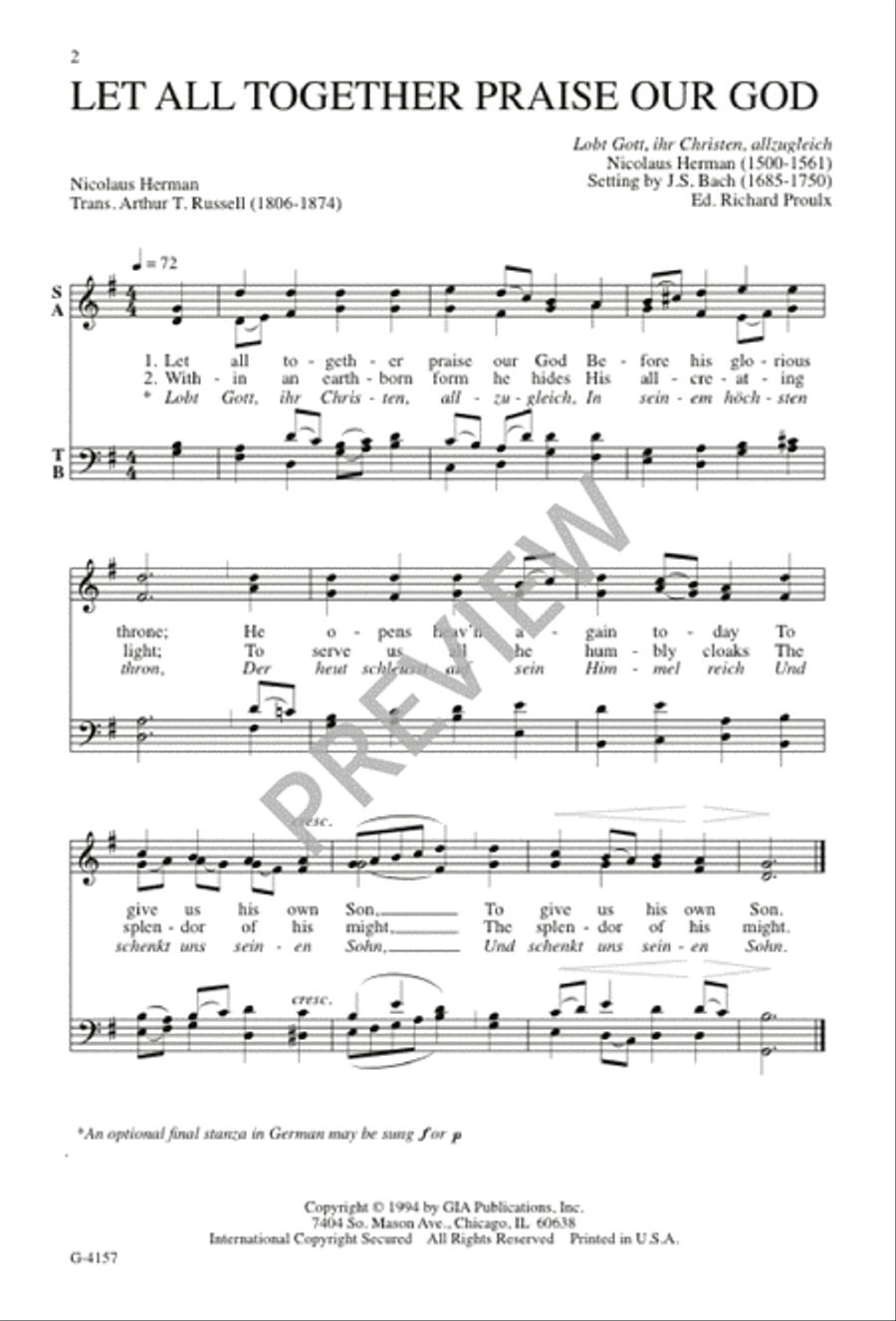Let All Together Praise Our God 4-Part scores gallery preview page 3