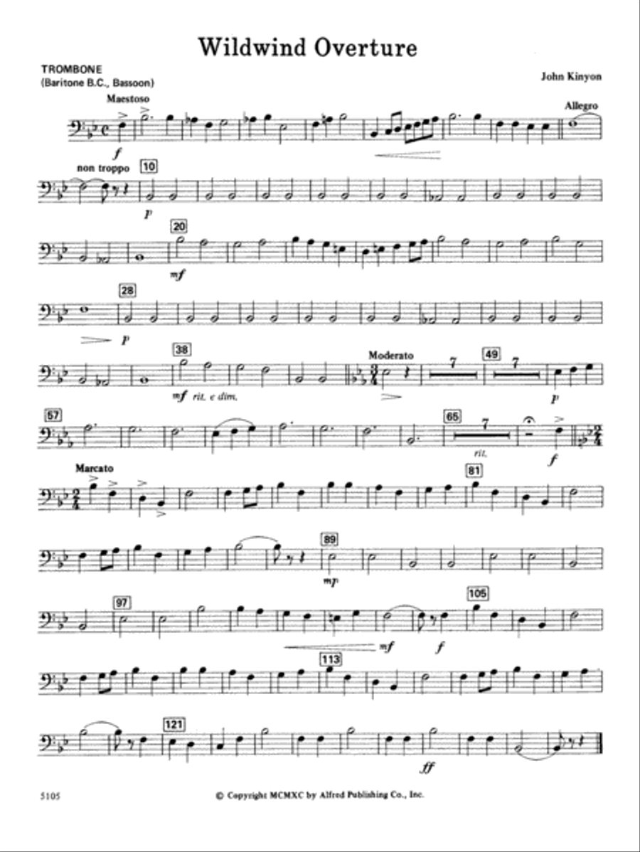 Wildwind Overture: 1st Trombone Concert Band scores gallery preview page 1