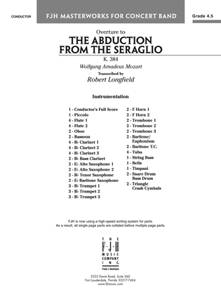 The Abduction from the Seraglio K. 384: Score
