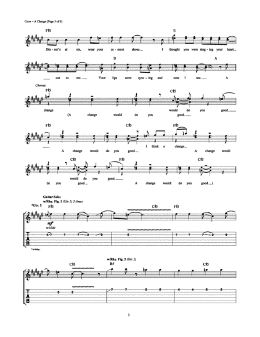A Change Would Do You Good Electric Guitar scores gallery preview page 3