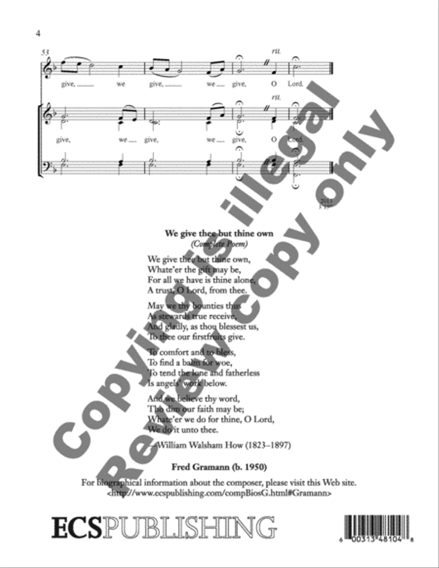 We give thee but thine own 4-Part scores gallery preview page 5