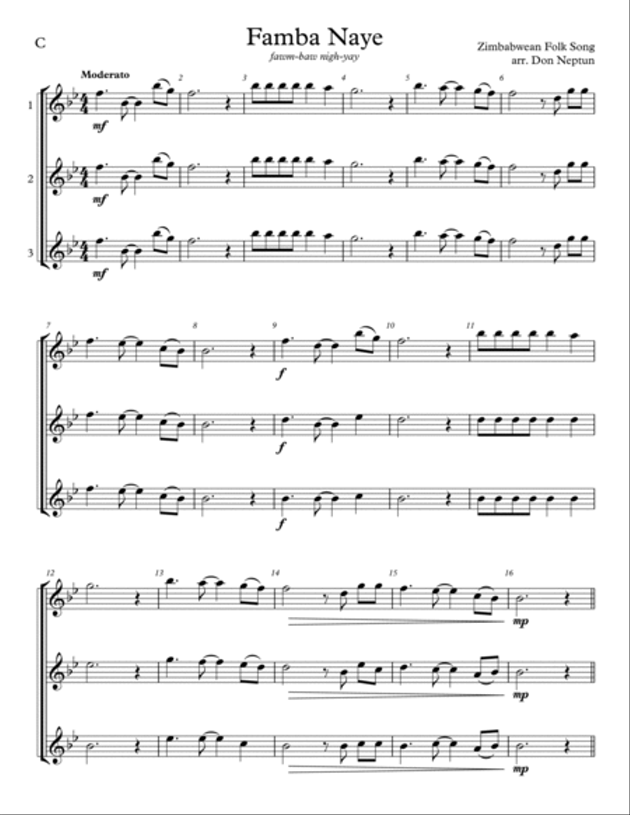 Famba Naye Famba Naye Chamber Music scores gallery preview page 4