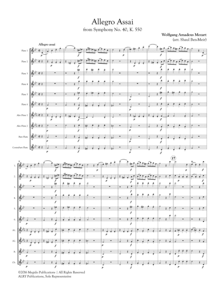 Allegro Assai from Symphony No. 40 for Flute Orchestra