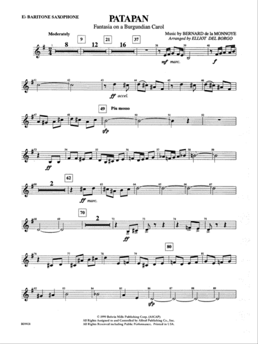 Patapan: E-flat Baritone Saxophone Concert Band scores gallery preview page 1