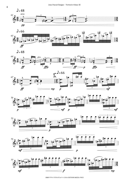 Vertical et blanc III – for solo violin