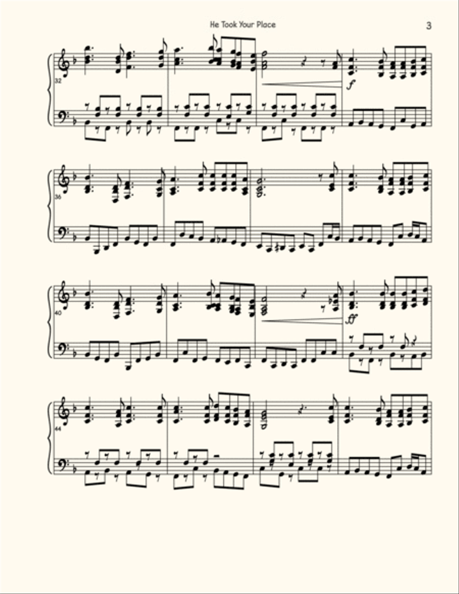 He Took Your Place He Took Your Place Piano Solo scores gallery preview page 3