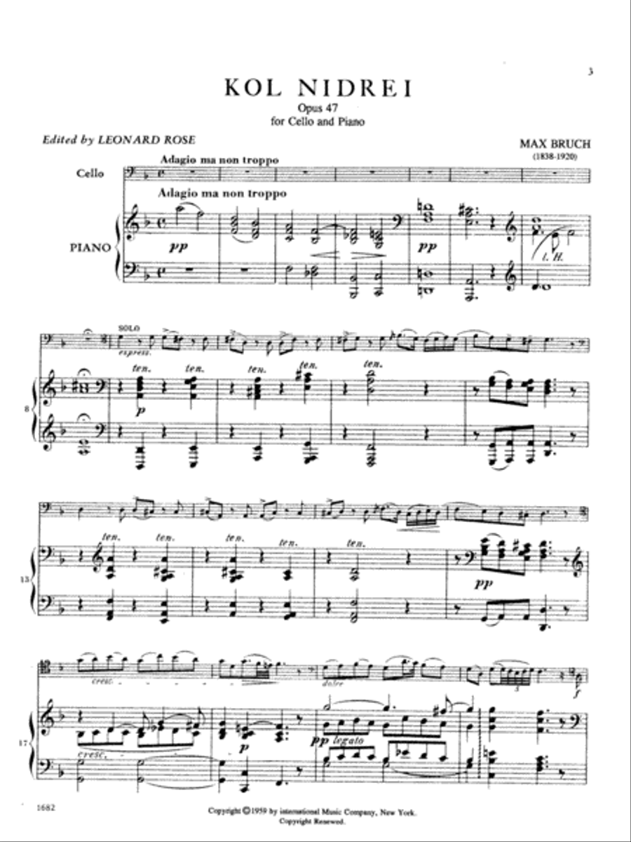 Kol Nidrei, Op. 47 Piano Accompaniment scores gallery preview page 2