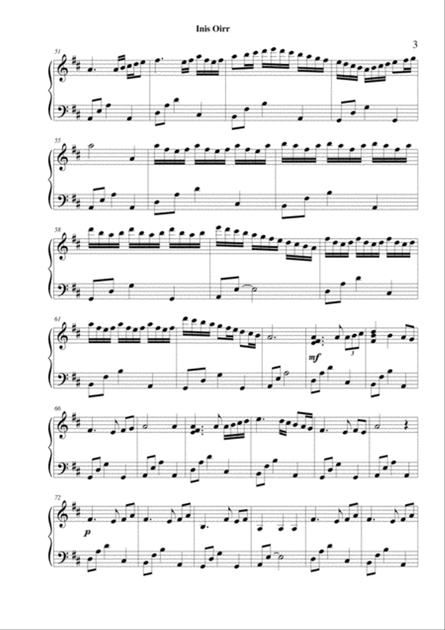 Inis Oirr - lever harp solo Celtic Harp scores gallery preview page 3