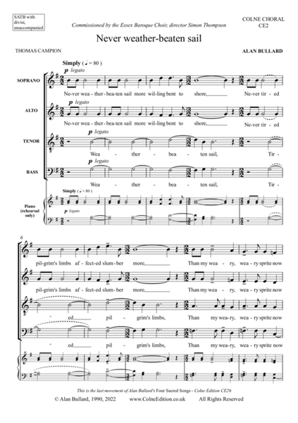 Never weather-beaten sail (SATB unaccompanied) image number null