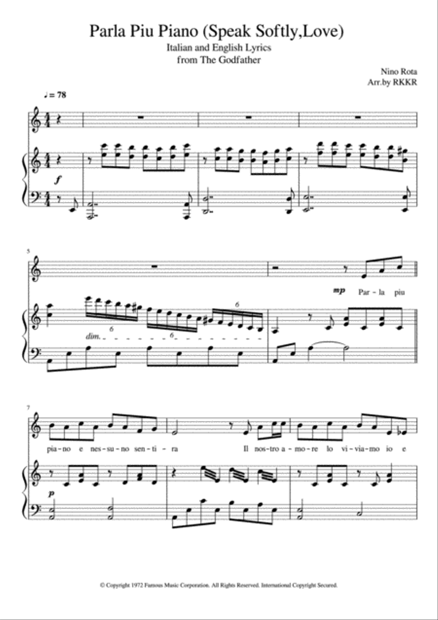 Speak Softly Love SA scores gallery preview page 1