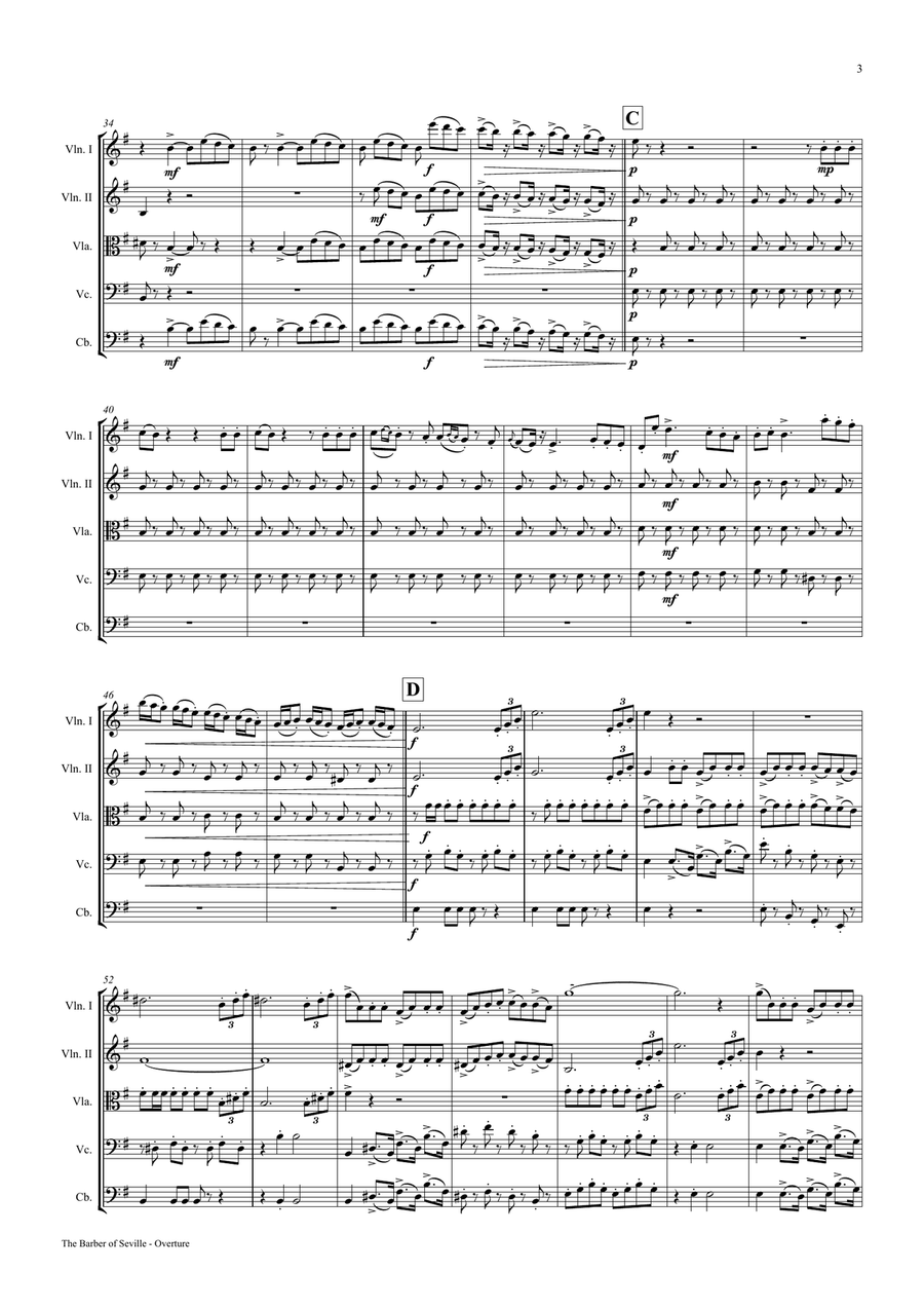 The Barber of Seville - Overture - String Quintet - E String Orchestra scores gallery preview page 4