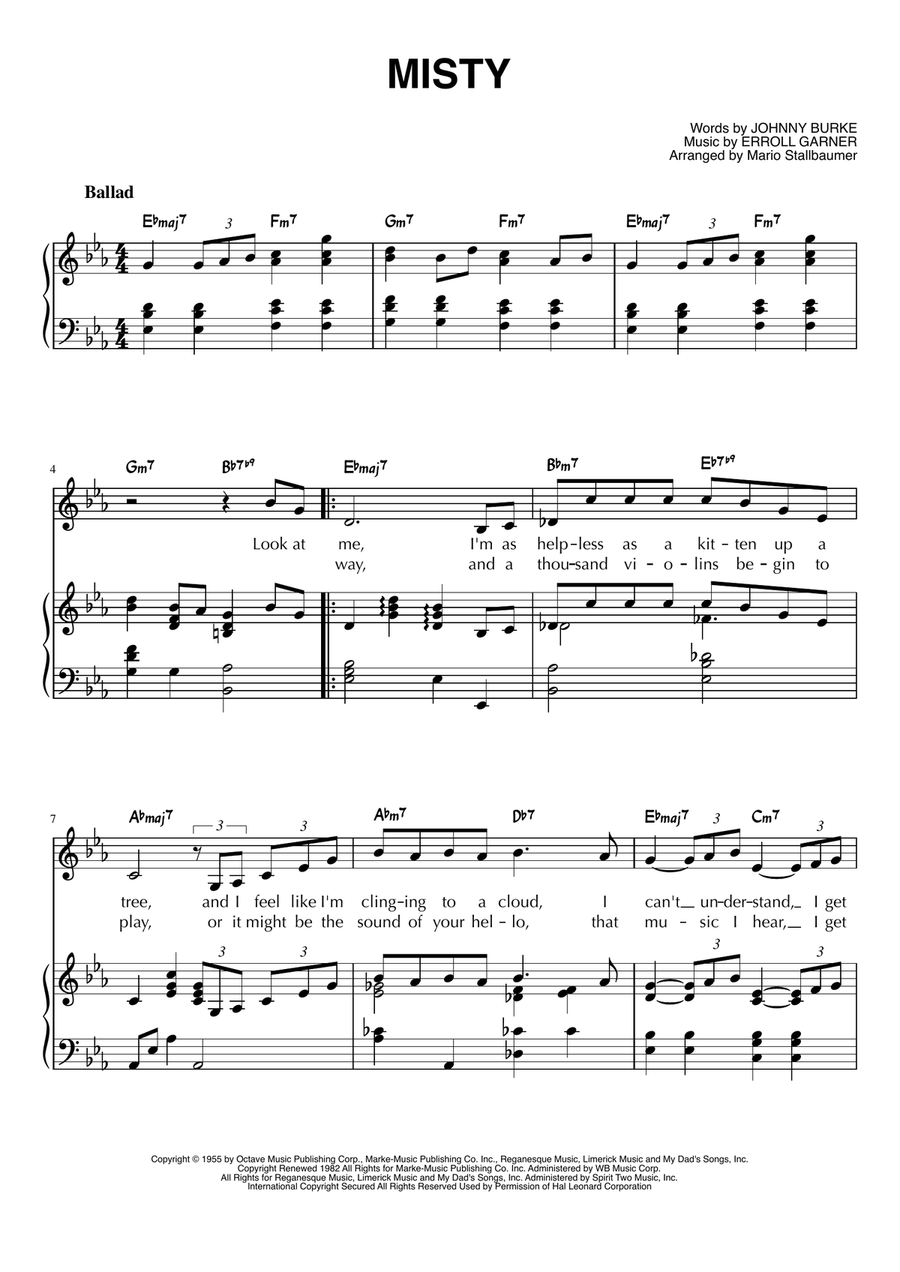 Misty Piano, Vocal scores gallery preview page 1