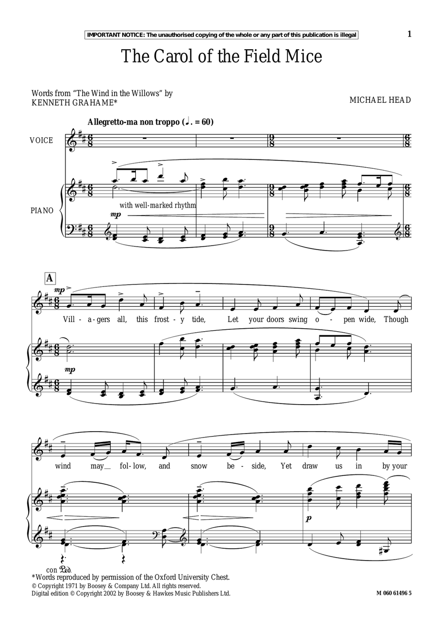 The Carol Of The Field Mice Piano, Vocal scores gallery preview page 1