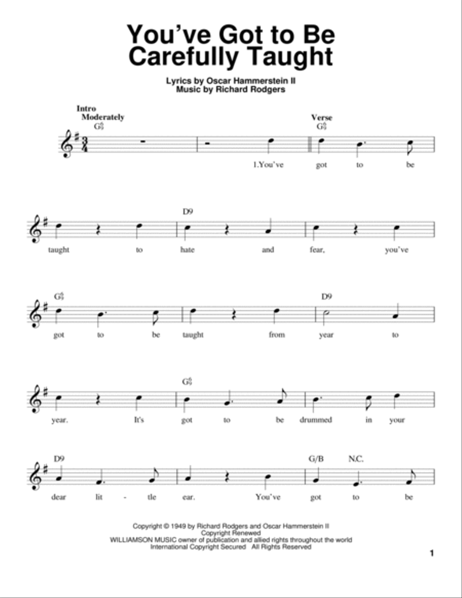 You've Got To Be Carefully Taught Voice scores gallery preview page 1