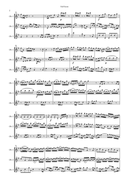 Brandenburg Concerto No. 3 in G major, BWV 1048 1st Mov. (J.S. Bach) for Oboe Trio image number null