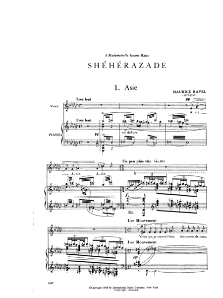Sheherazade. A Cycle Of Three Songs (F. & E.)