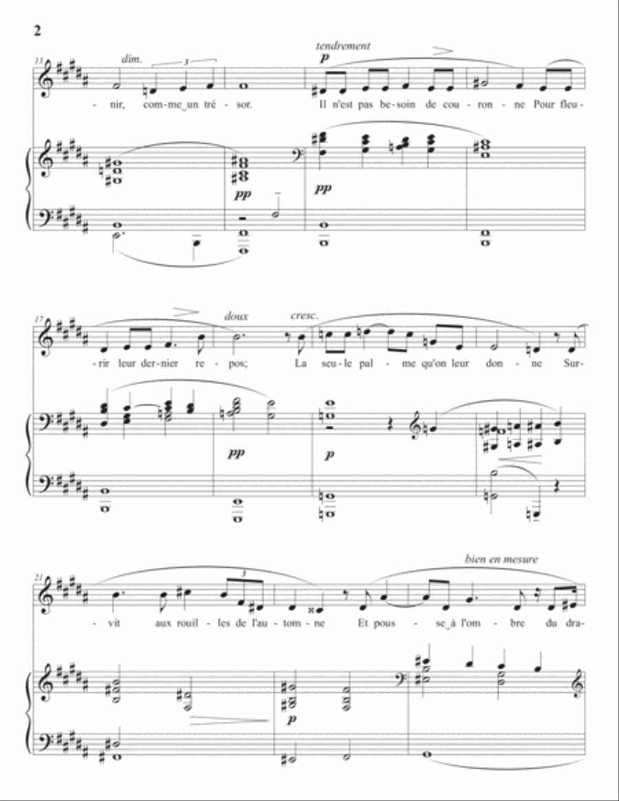 HAHN: À nos morts ignorés (transposed to B major) Voice scores gallery preview page 3