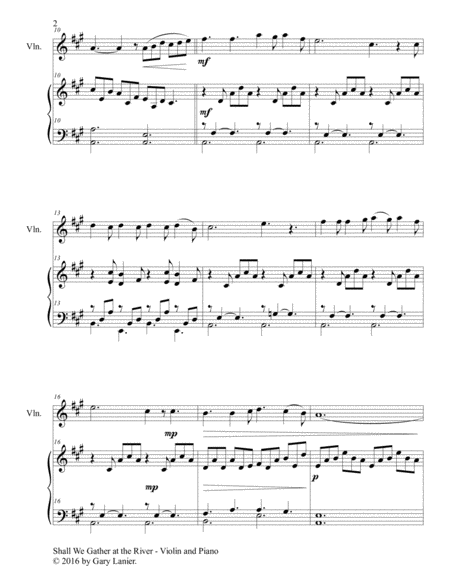 SHALL WE GATHER AT THE RIVER (Duet – Violin & Piano with Score/Part) image number null