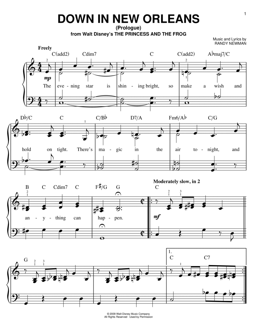 Down In New Orleans Easy Piano scores gallery preview page 1