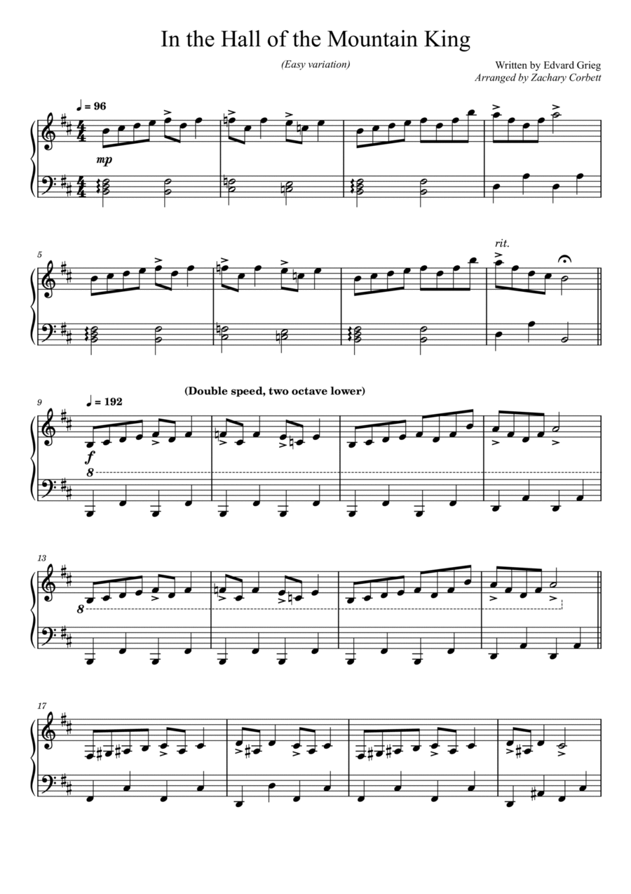 In The Hall Of The Mountain King Piano Solo scores gallery preview page 1