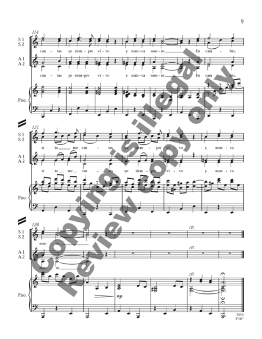 Three Mexican Folk Songs: 1. La Martiniana SSAA scores gallery preview page 17