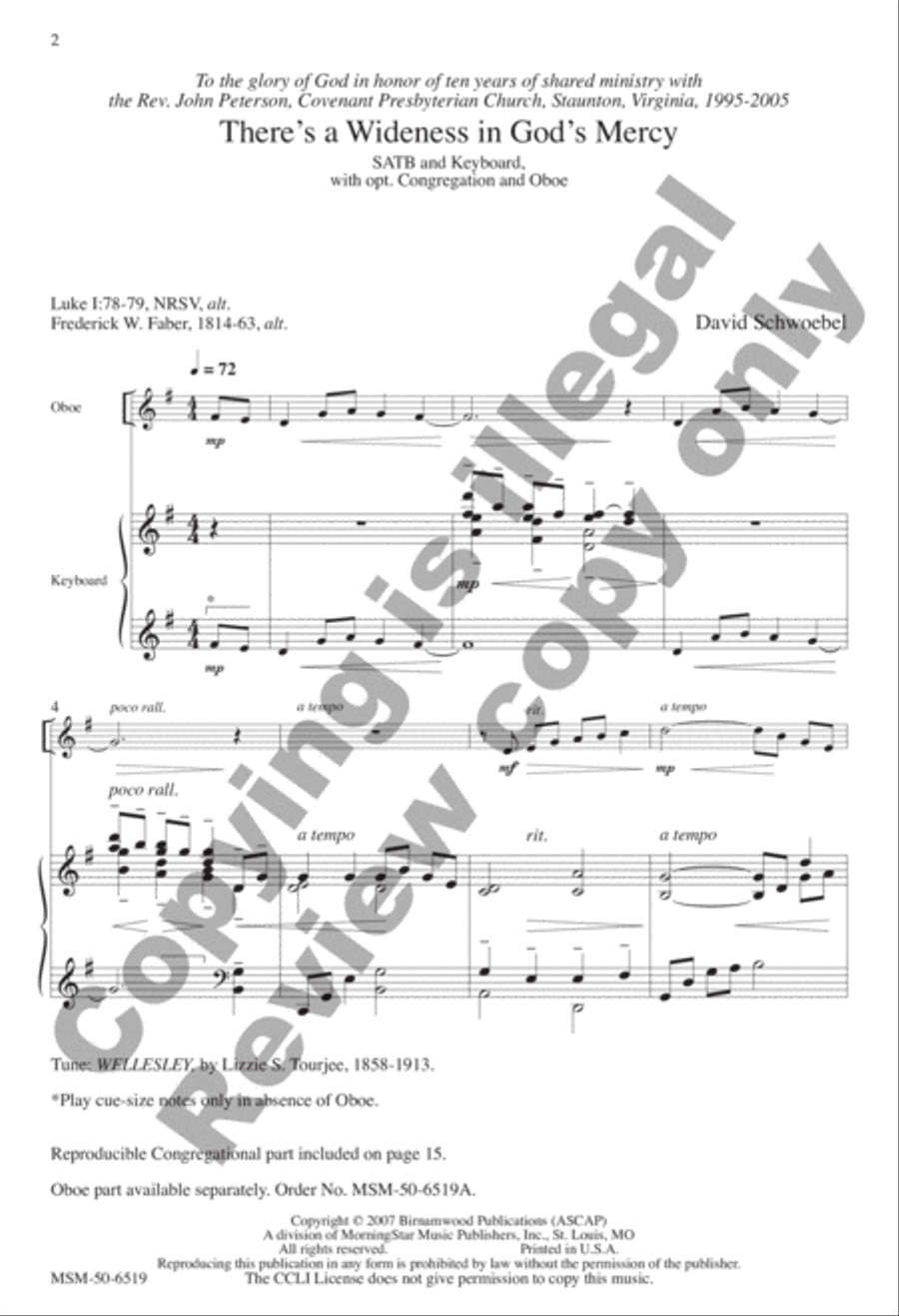 There's a Wideness in God's Mercy 4-Part scores gallery preview page 2