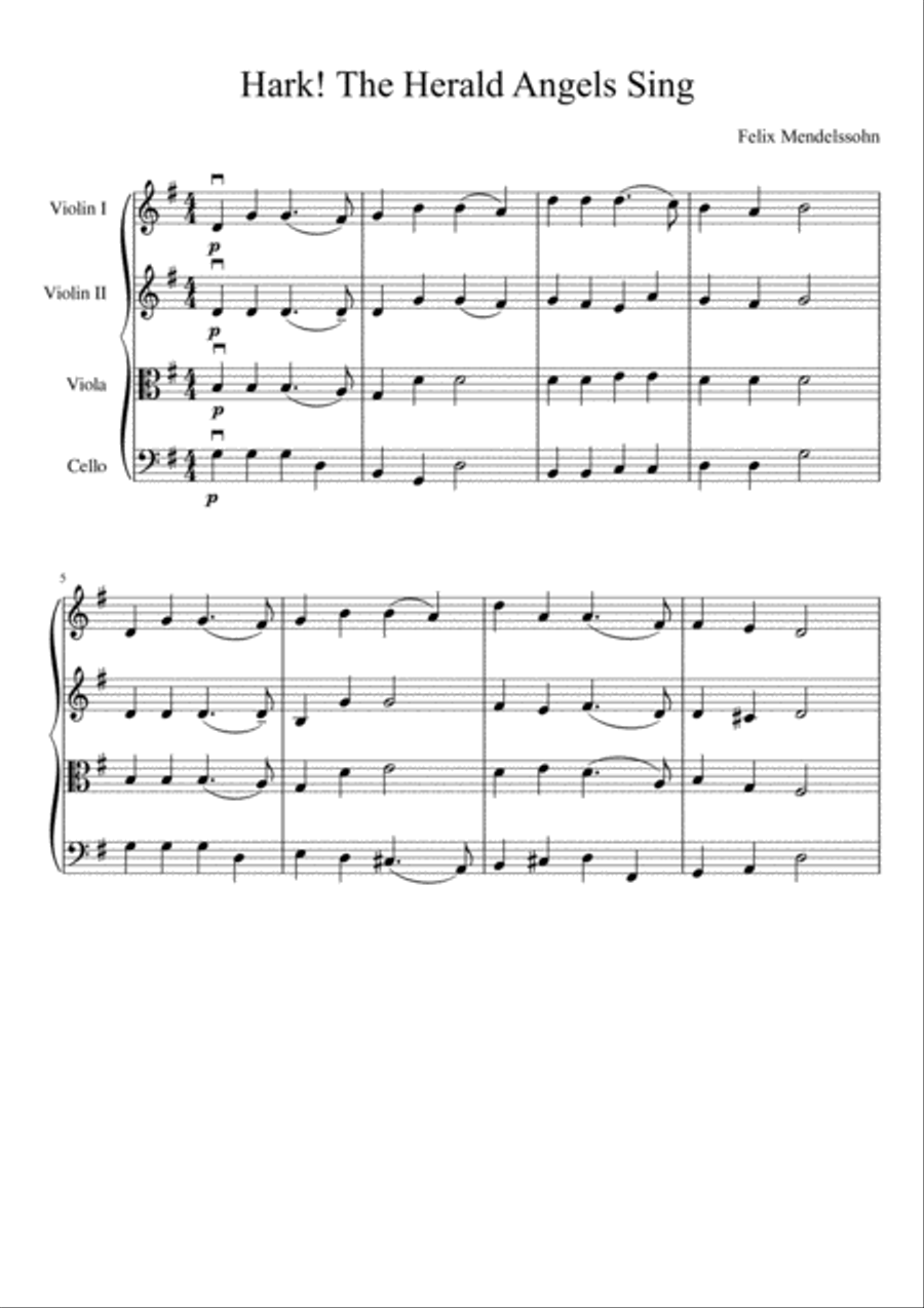 Hark! the Herald Angels Sing String Quartet scores gallery preview page 2
