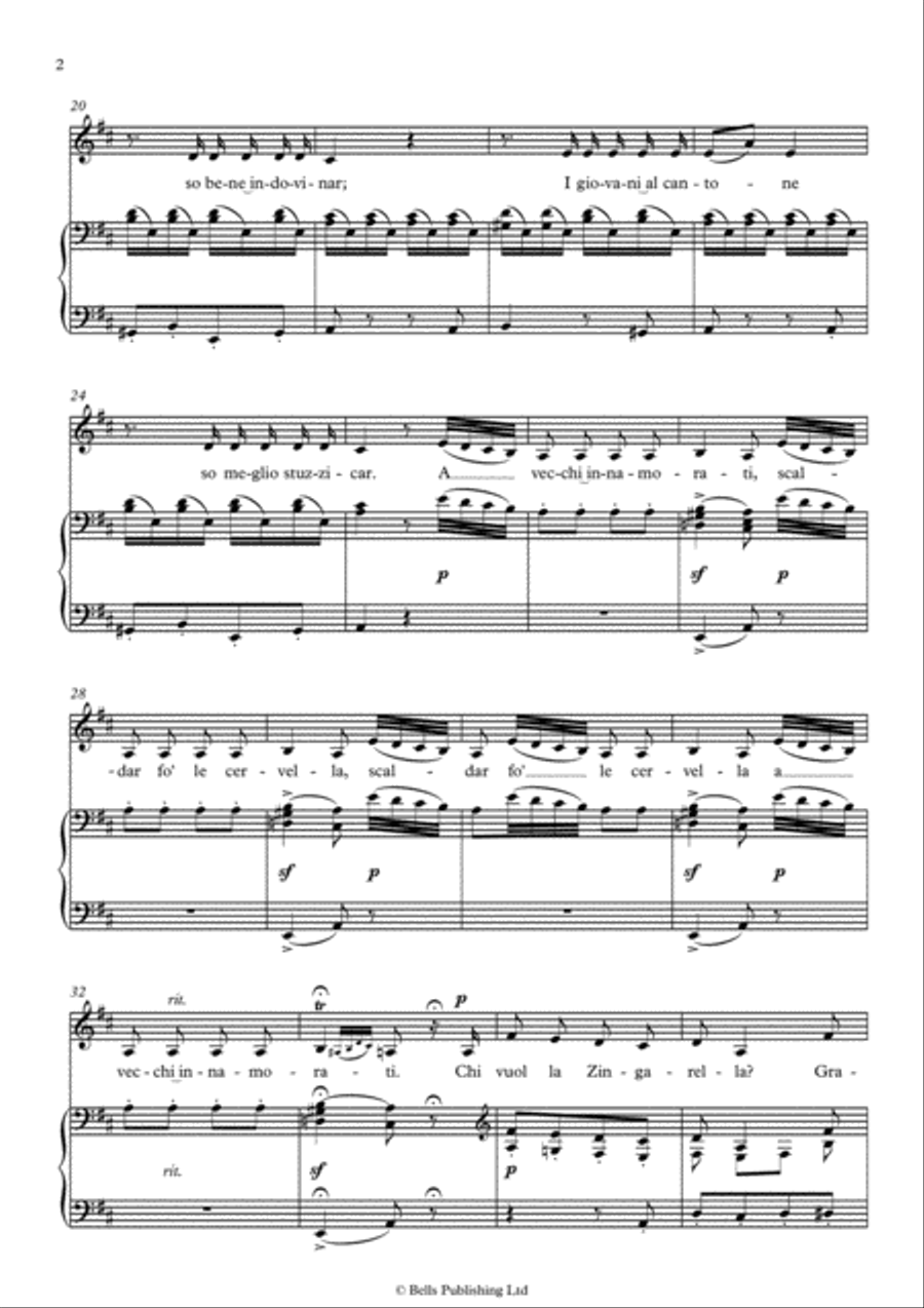Chi vuol la zingarella (D Major) Voice Solo scores gallery preview page 2