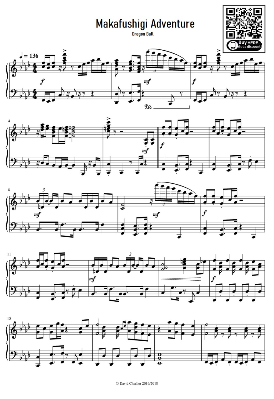 Dragon Ball Easy Piano scores gallery preview page 1