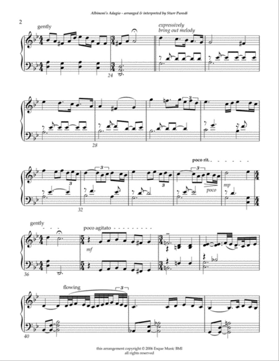 Starr Parodi - piano Improvisation of Albinoni's Adagio in Gmin Piano Solo scores gallery preview page 3