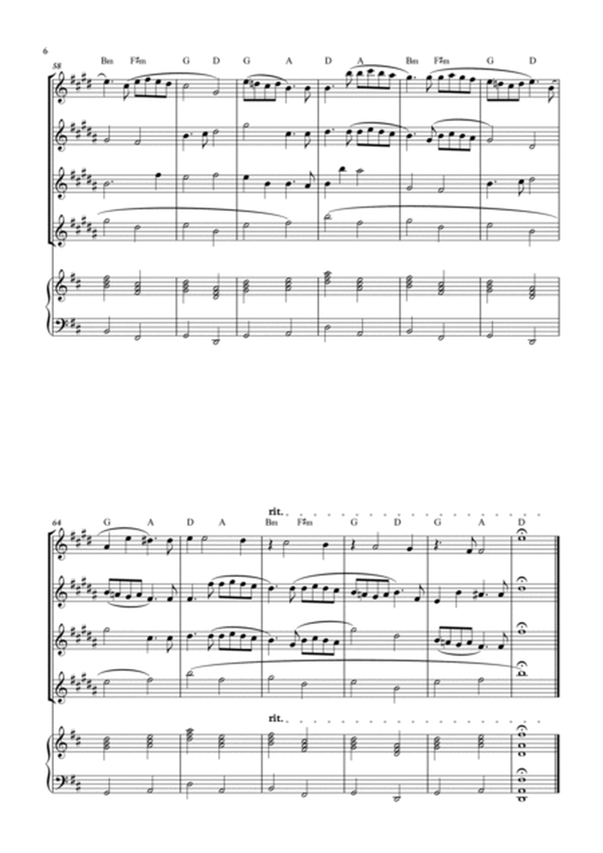 Canon in D - Pachelbel for Sax Quartet with piano and chords. image number null