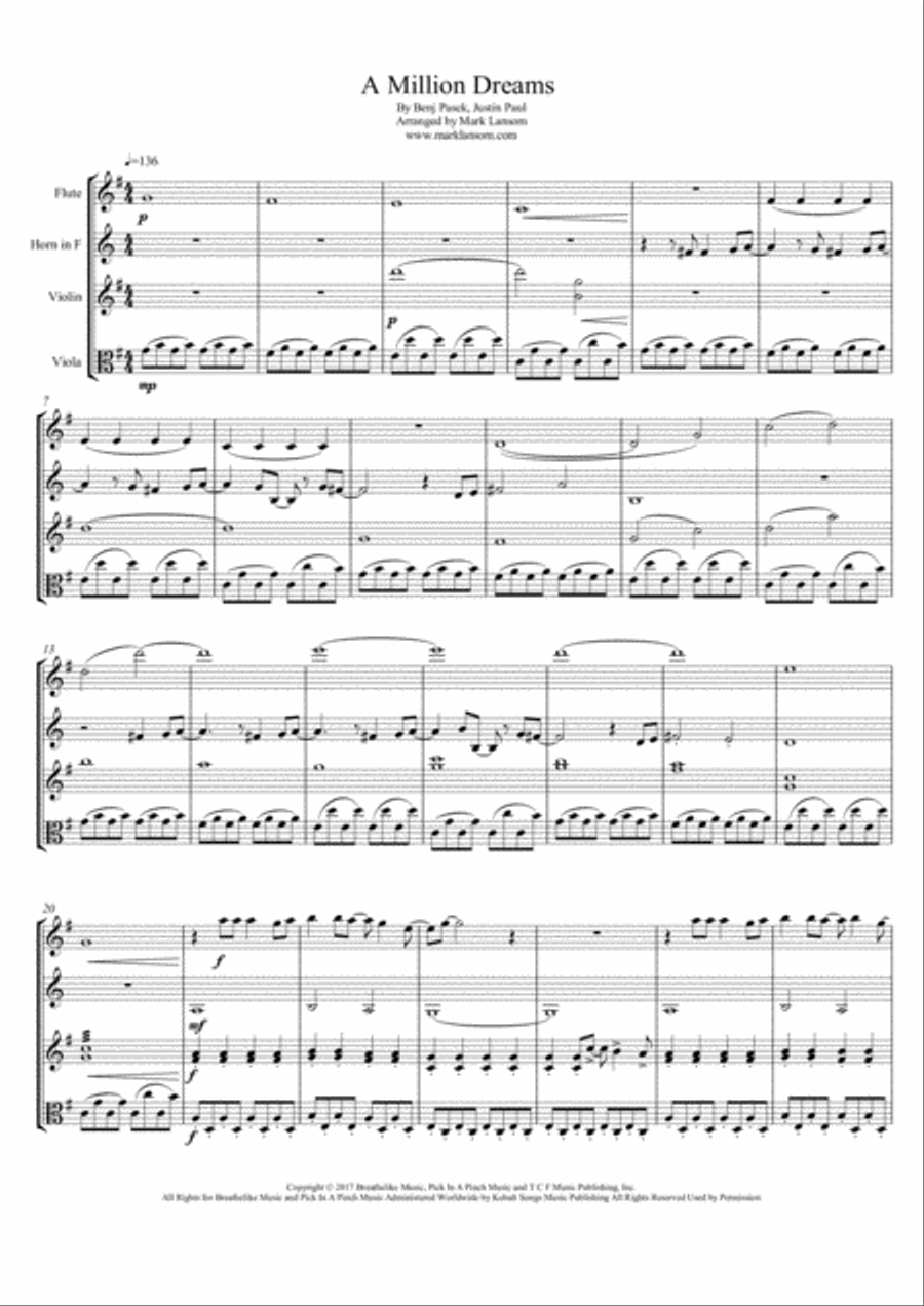 A Million Dreams Small Ensemble scores gallery preview page 1