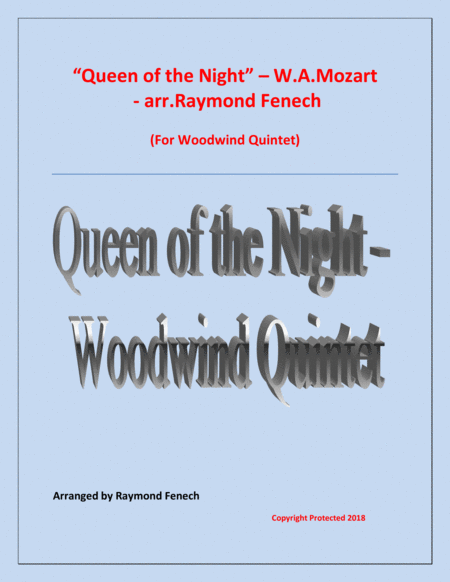 Queen of the Night - From the Magic Flute - Woodwind Quintet (Flute; Oboe; B Flat Clarinet; Horn in image number null