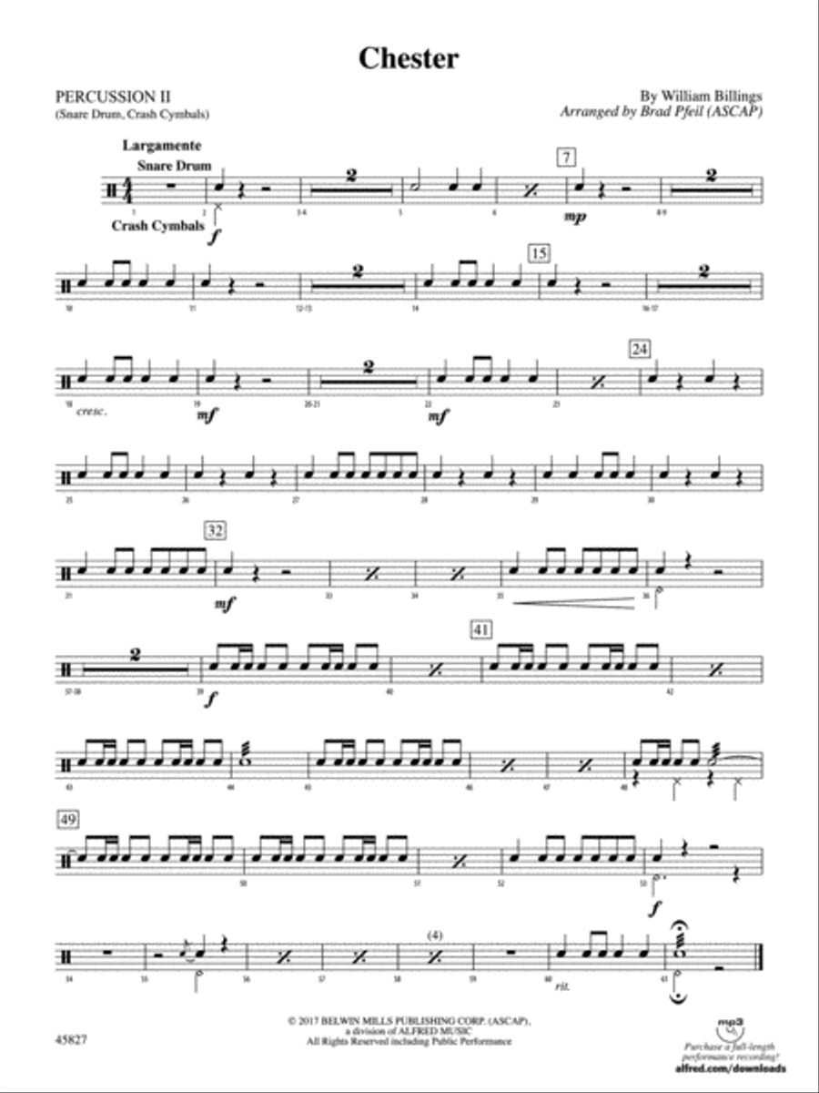 Chester: 2nd Percussion Full Orchestra scores gallery preview page 1