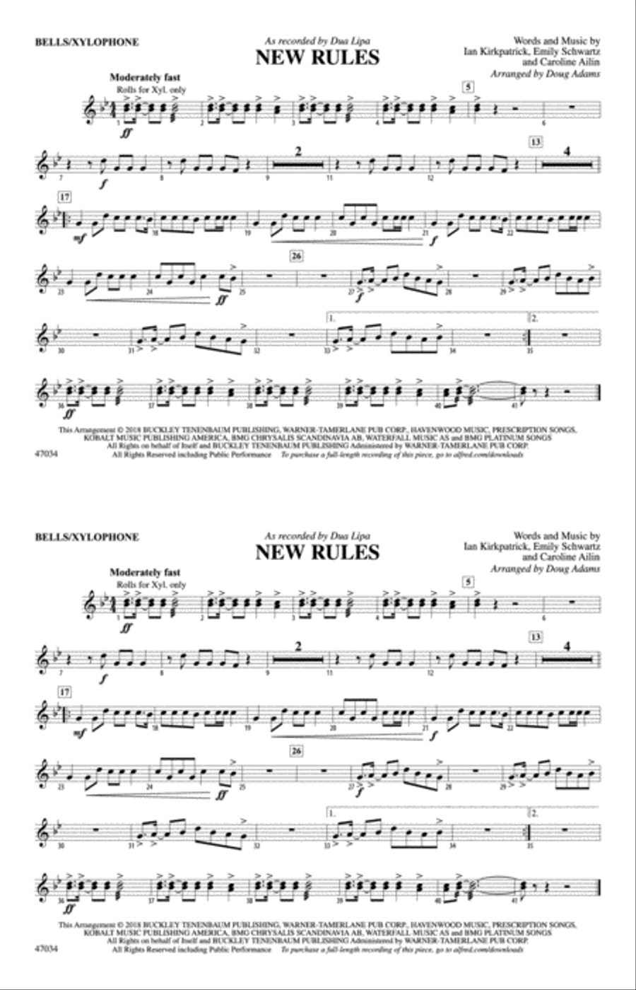 New Rules: B-flat Bass Saxophone Marching Band scores gallery preview page 1