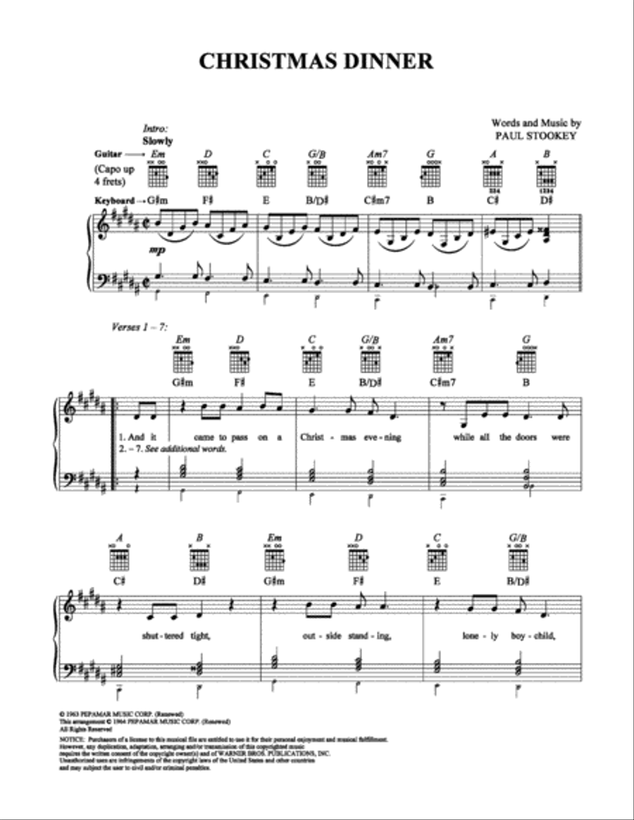 Christmas Dinner Christmas Dinner Piano, Vocal, Guitar scores gallery preview page 1