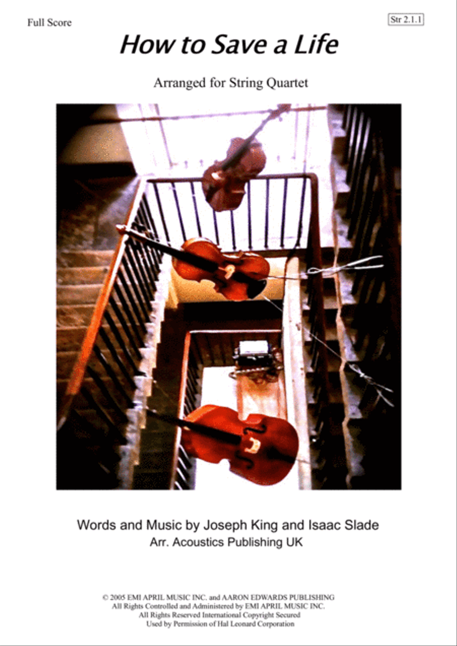 How To Save A Life String Quartet scores gallery preview page 1