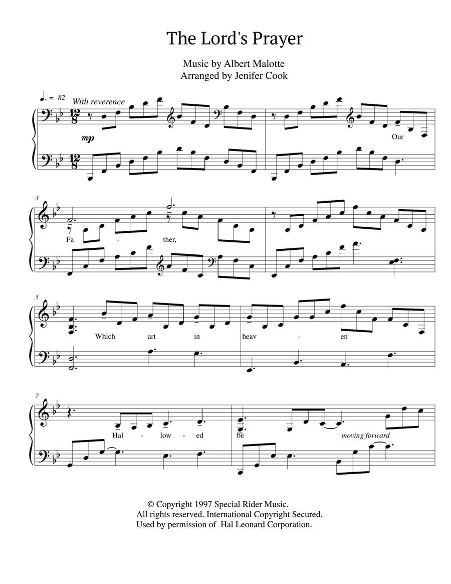 The Lord's Prayer Piano Solo scores gallery preview page 1
