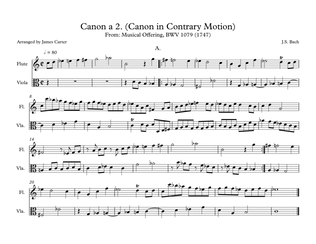 Canon in Contrary Motion I from Musical Offering for Flute & Viola Duet