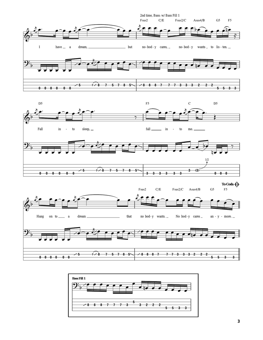 Fall Into Sleep Electric Guitar scores gallery preview page 3