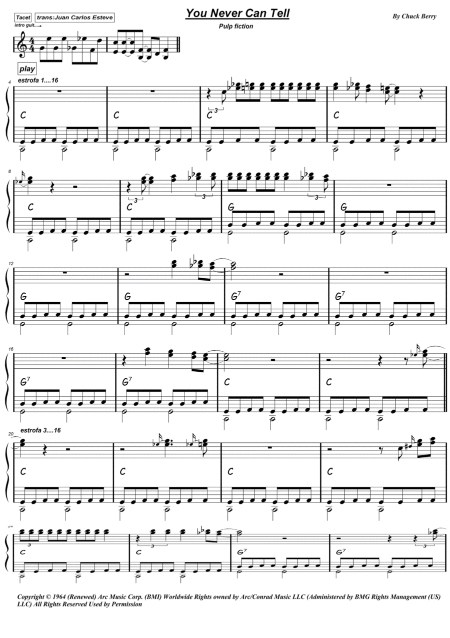 You Never Can Tell Piano Solo scores gallery preview page 1