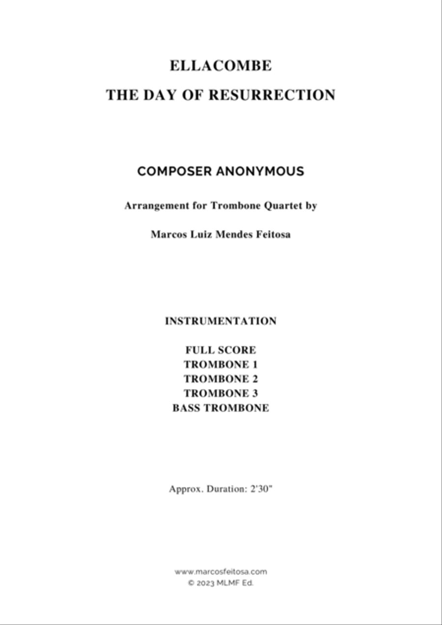 ELLACOMBE (The Day of Resurrection) - Trombone Quartet Brass Quartet scores gallery preview page 2