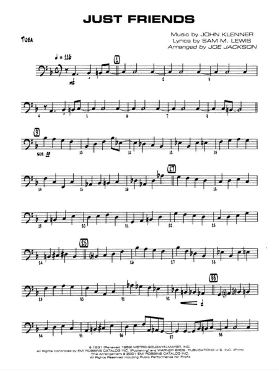 Just Friends: Tuba Just Friends: Tuba Jazz Ensemble scores gallery preview page 1