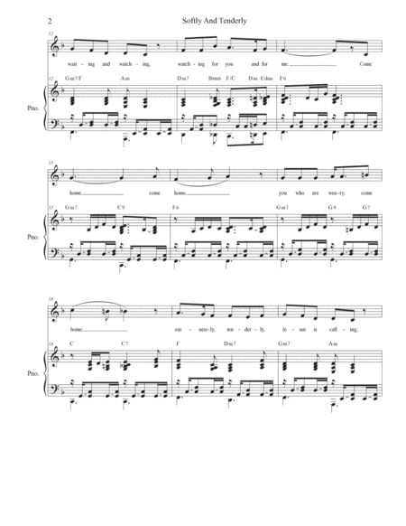 Softly And Tenderly (Unison choir - Medium Key) image number null
