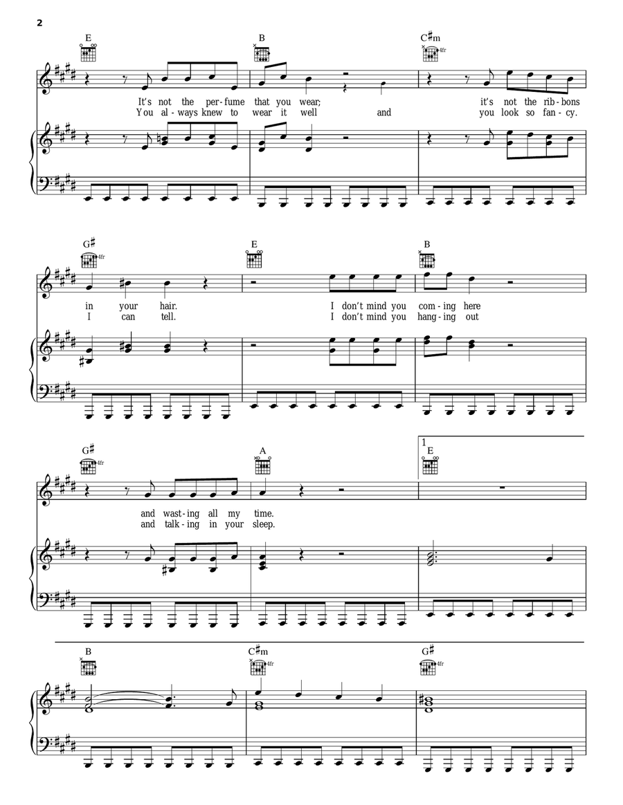 Just What I Needed Piano, Vocal, Guitar scores gallery preview page 2