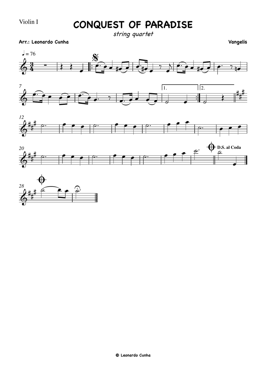 Conquest Of Paradise String Quartet scores gallery preview page 3