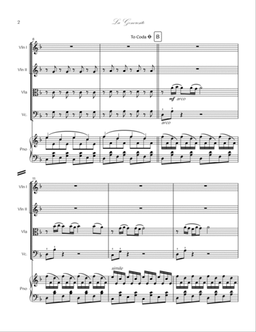 08. La Generosite Piano Quintet Piano Quintet scores gallery preview page 2
