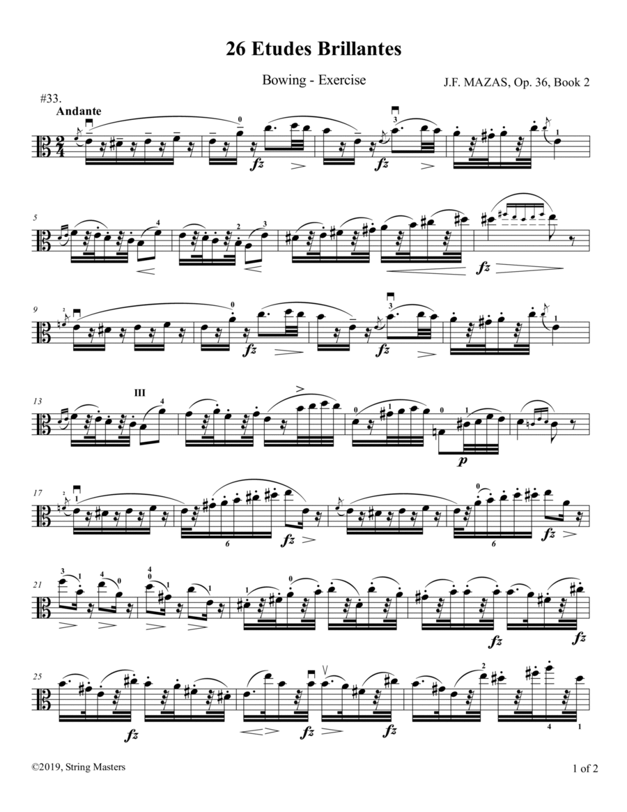 Mazas, Etudes for Viola Op 36, Book 2, No.33